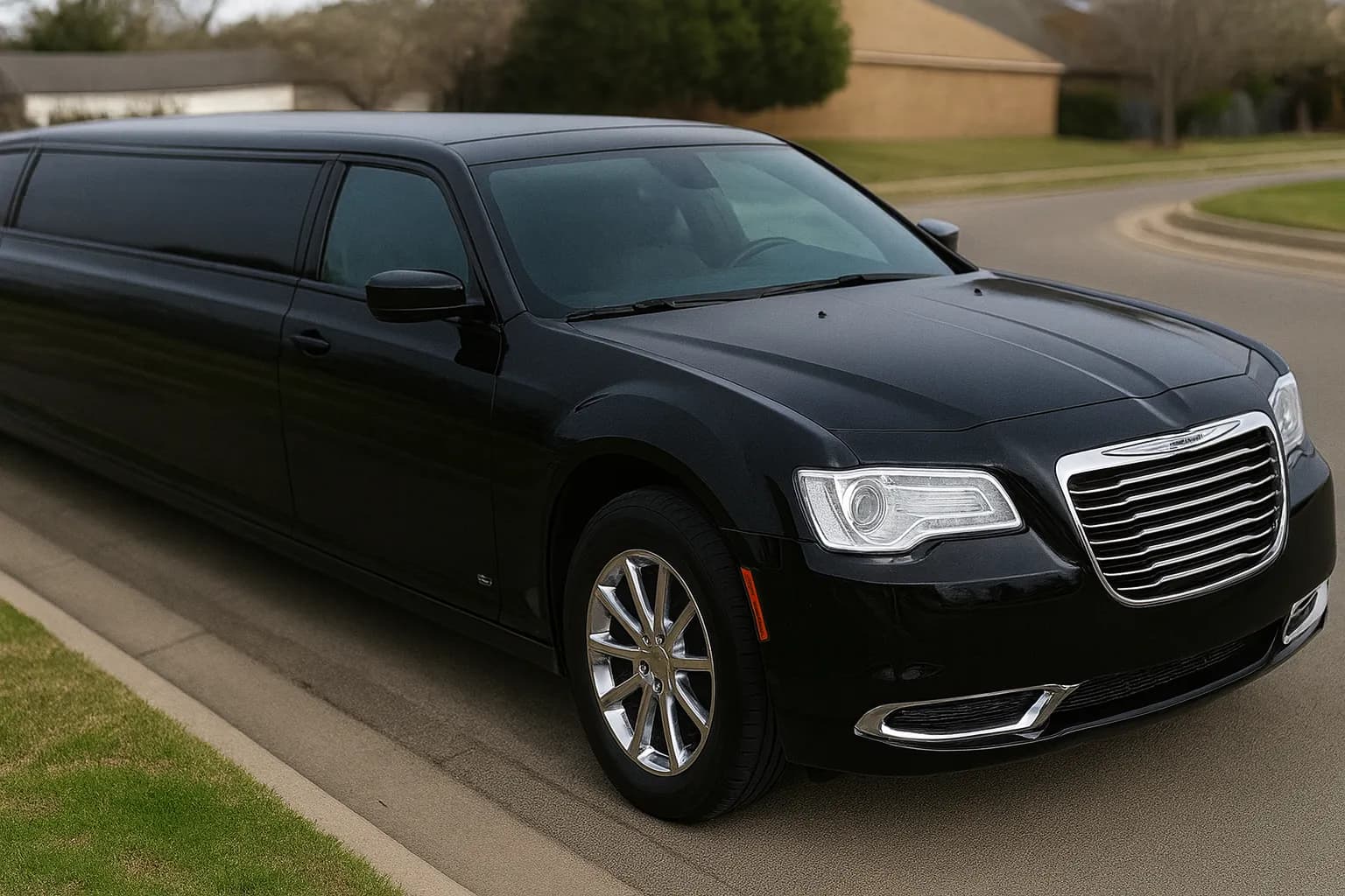 10 Passenger Black Chrysler 300 Limo exterior