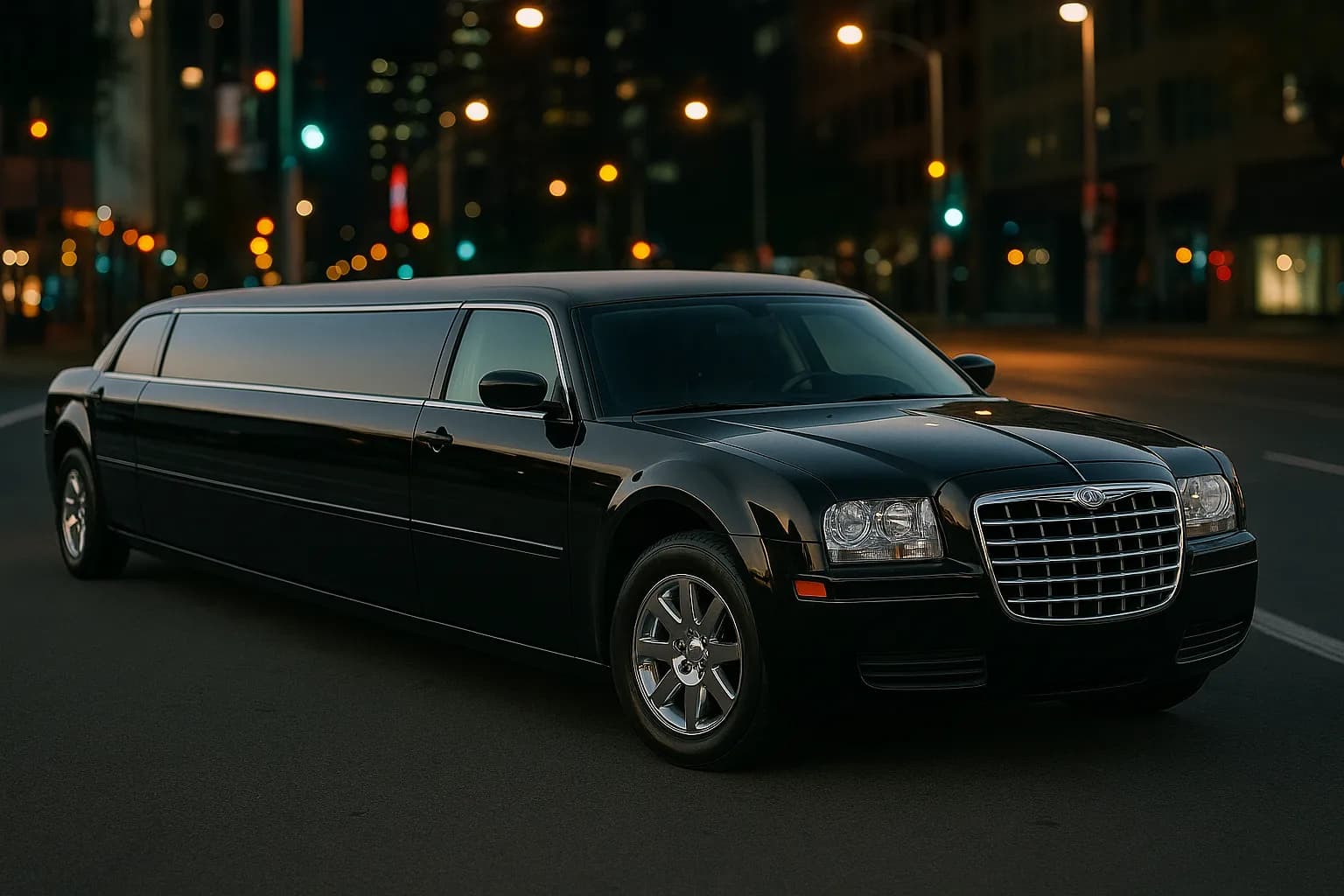 12 Passenger Black Chrysler 300 Limo exterior