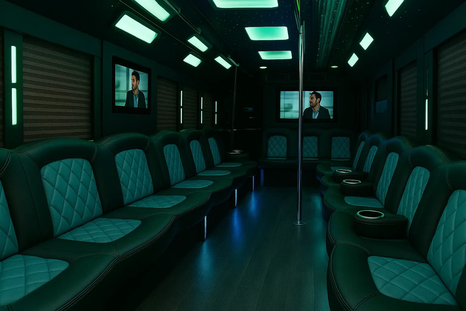 Interior of the 24 Passenger Party Bus