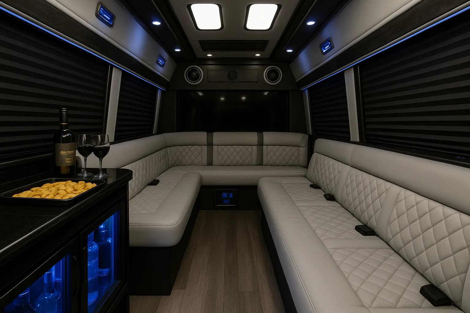 Interior of the 14 Passenger Limo Sprinter