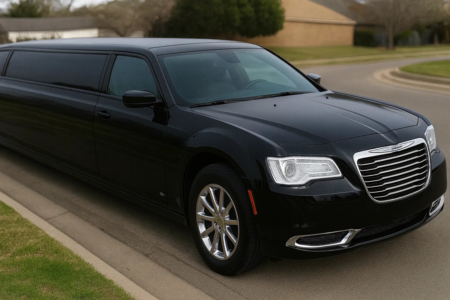10 Passenger Black Chrysler 300 Limo exterior