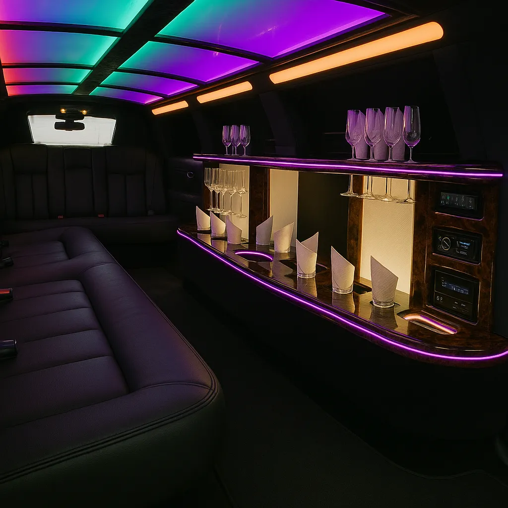 10 Passenger Black Chrysler 300 Limo Interior