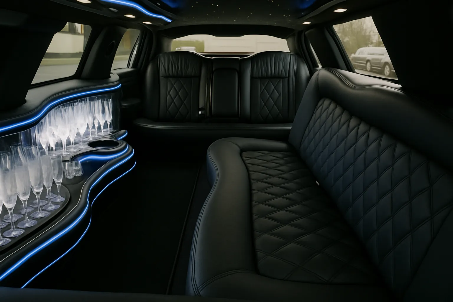 10 Passenger Black Lincoln Stretch Limo Interior