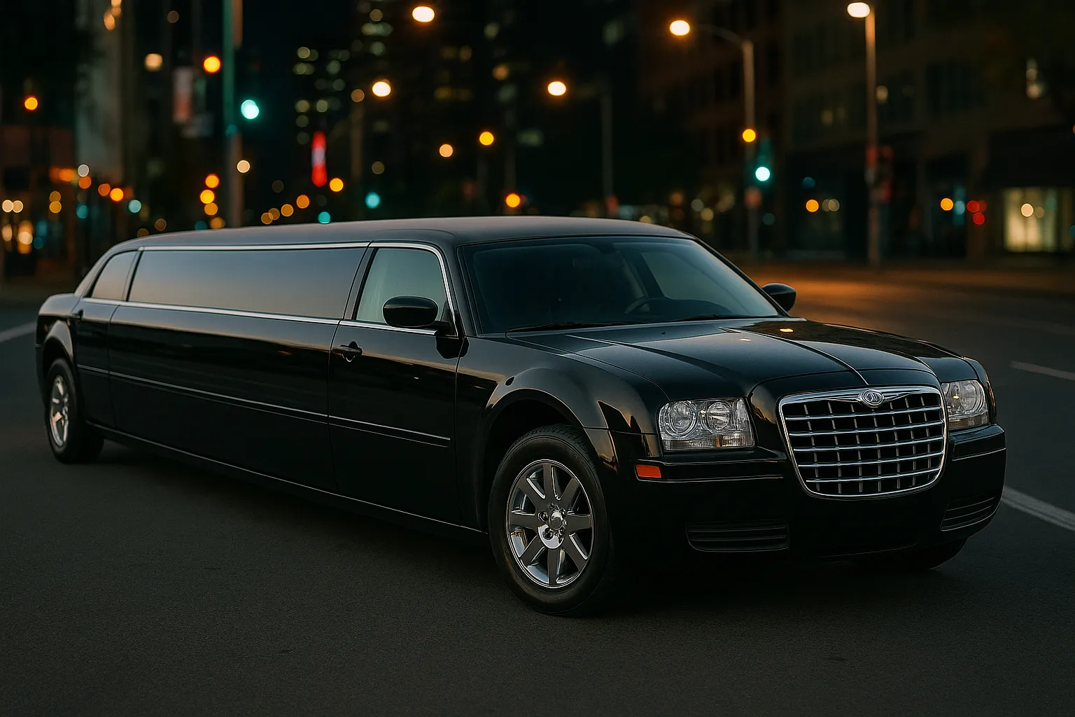 12 Passenger Black Chrysler 300 Limo exterior