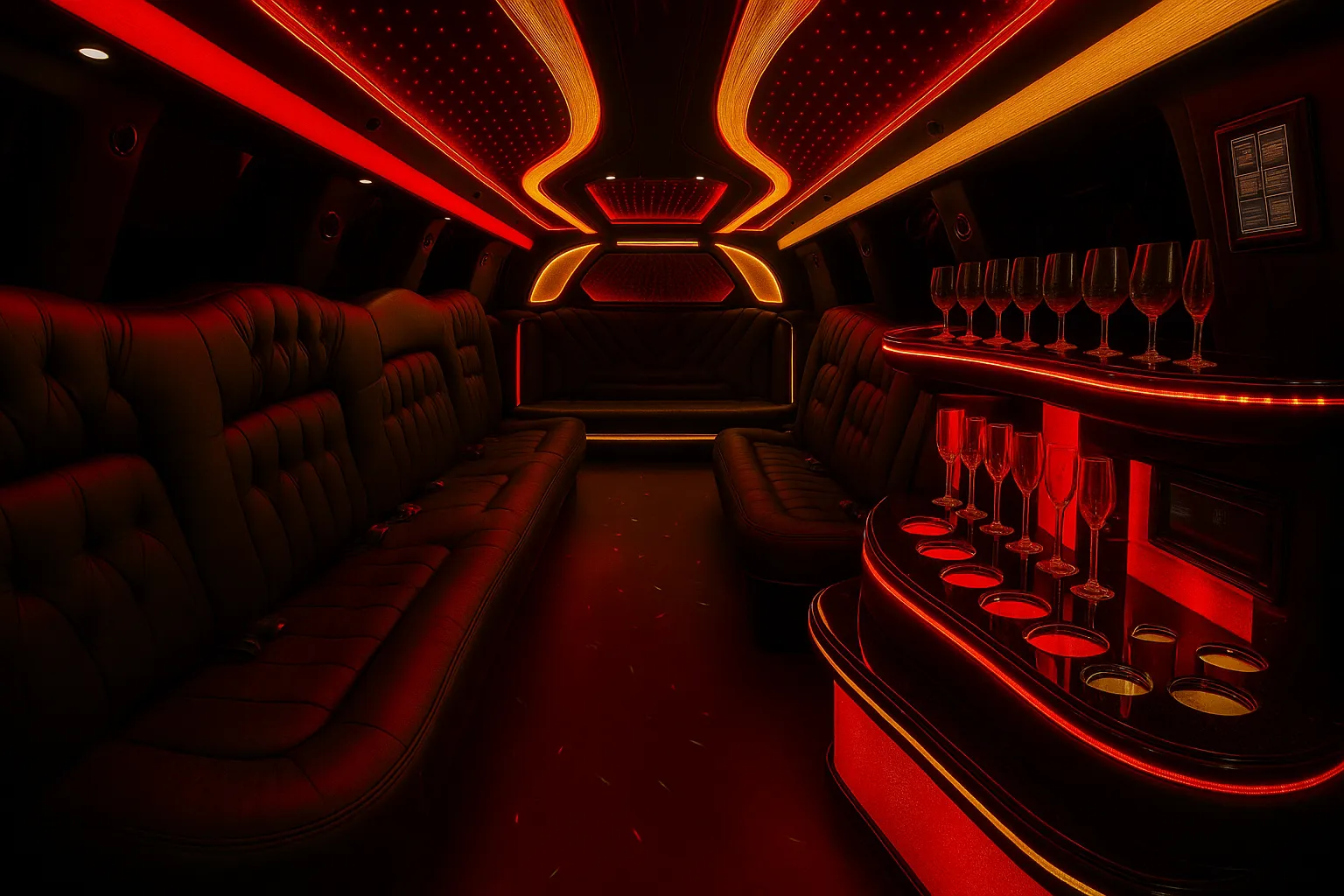 12 Passenger Black Chrysler 300 Limo Interior