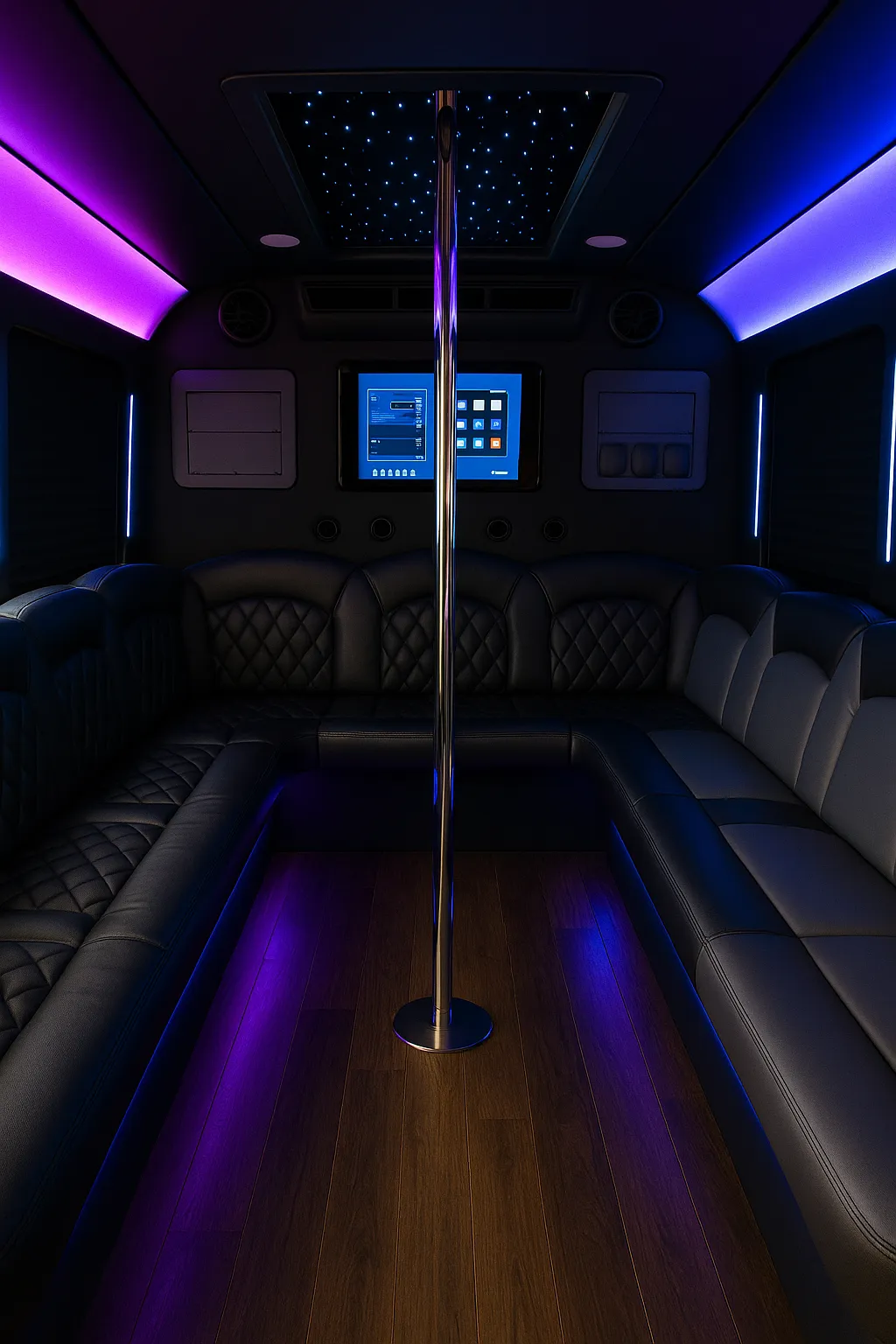 18 Passenger Party Bus Interior
