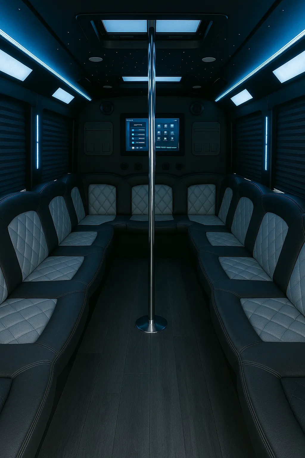 22 Passenger Party Bus Interior