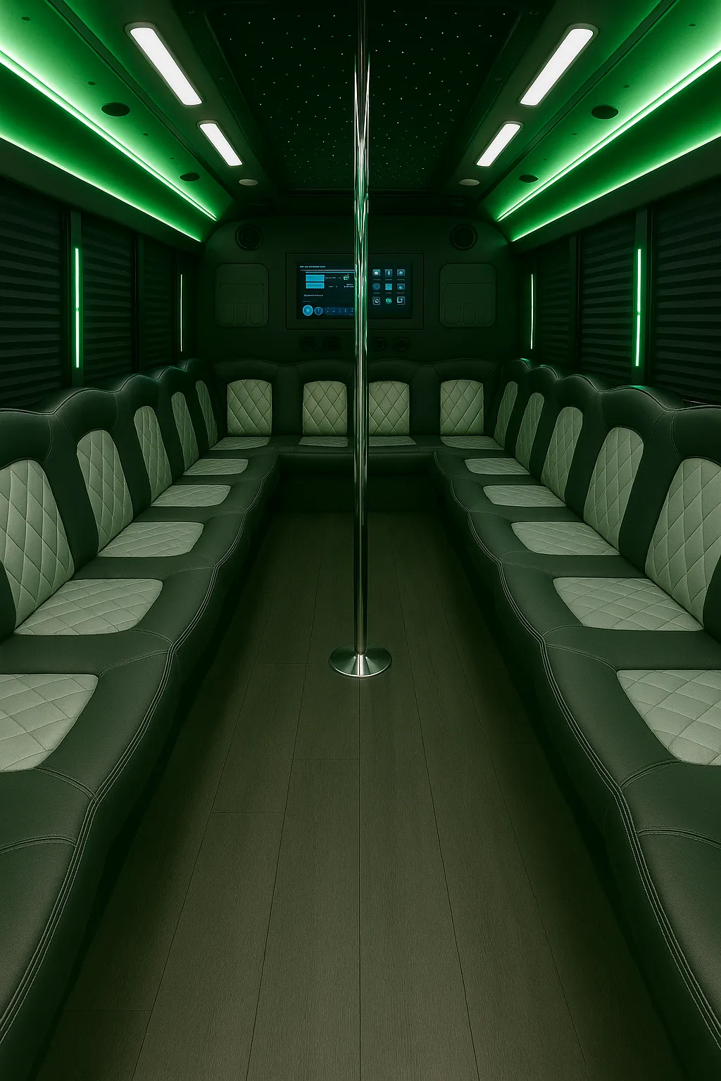 36 Passenger Party Bus Interior