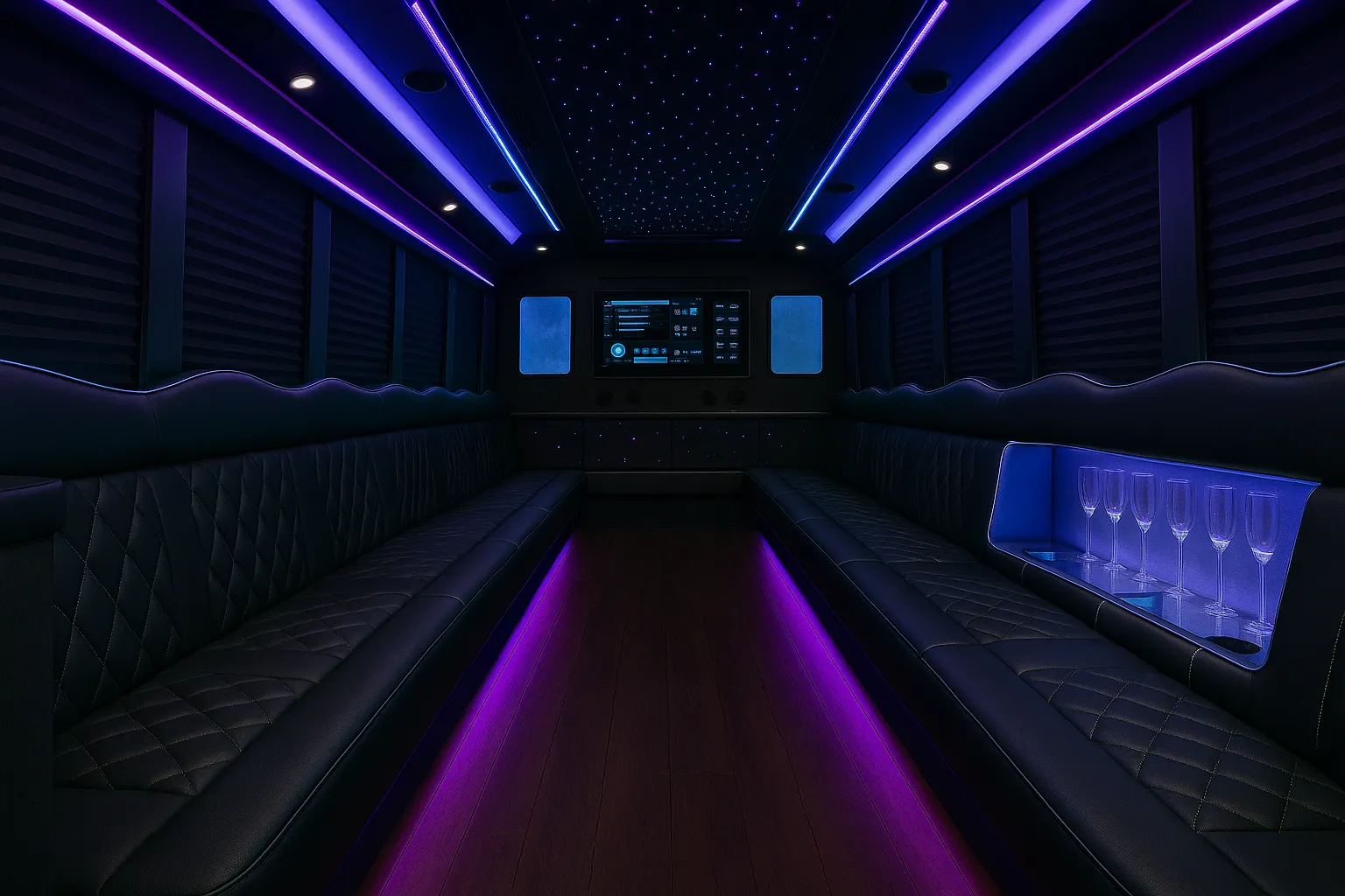 38 Passenger Party Bus Interior