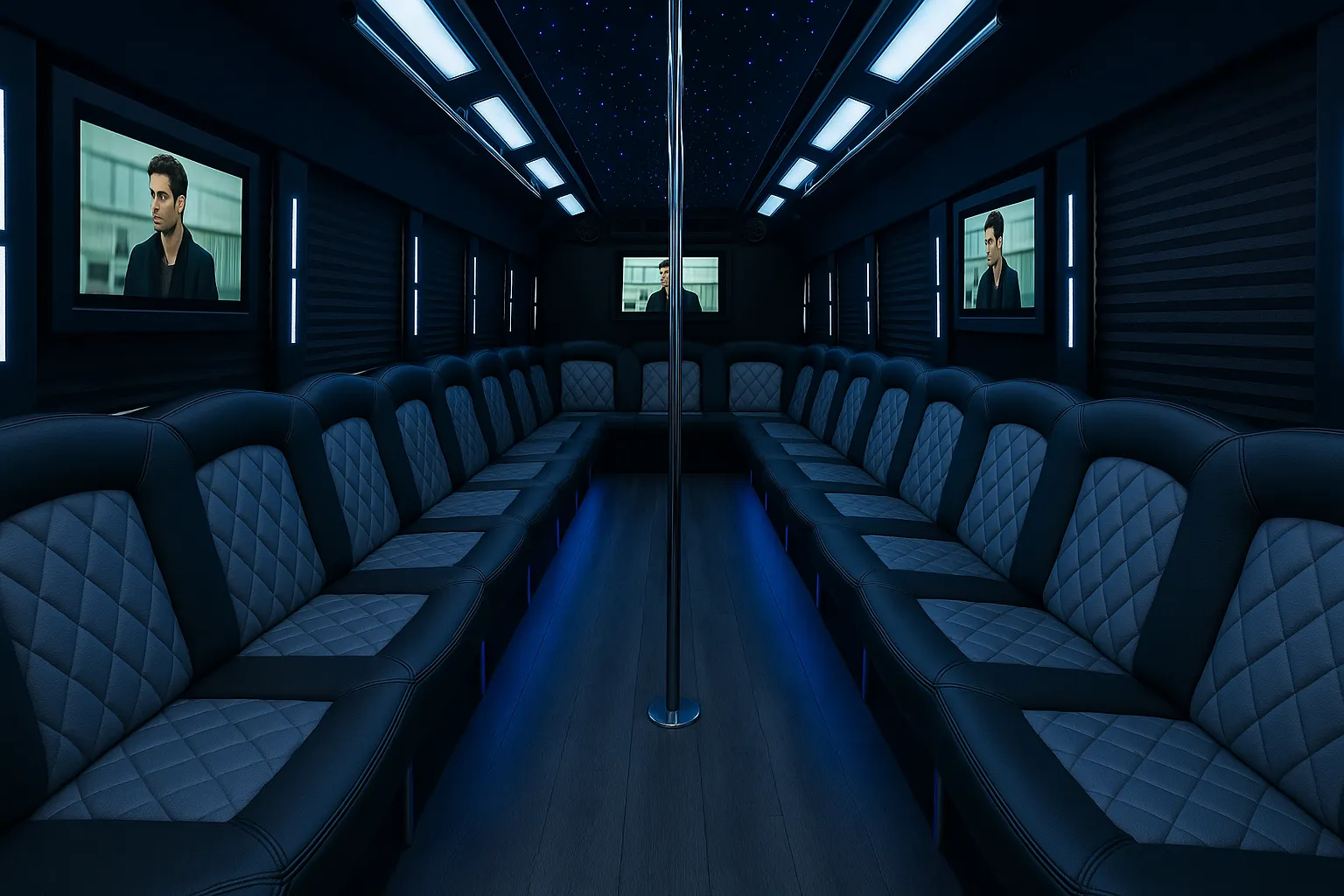 45 Passenger Party Bus Interior