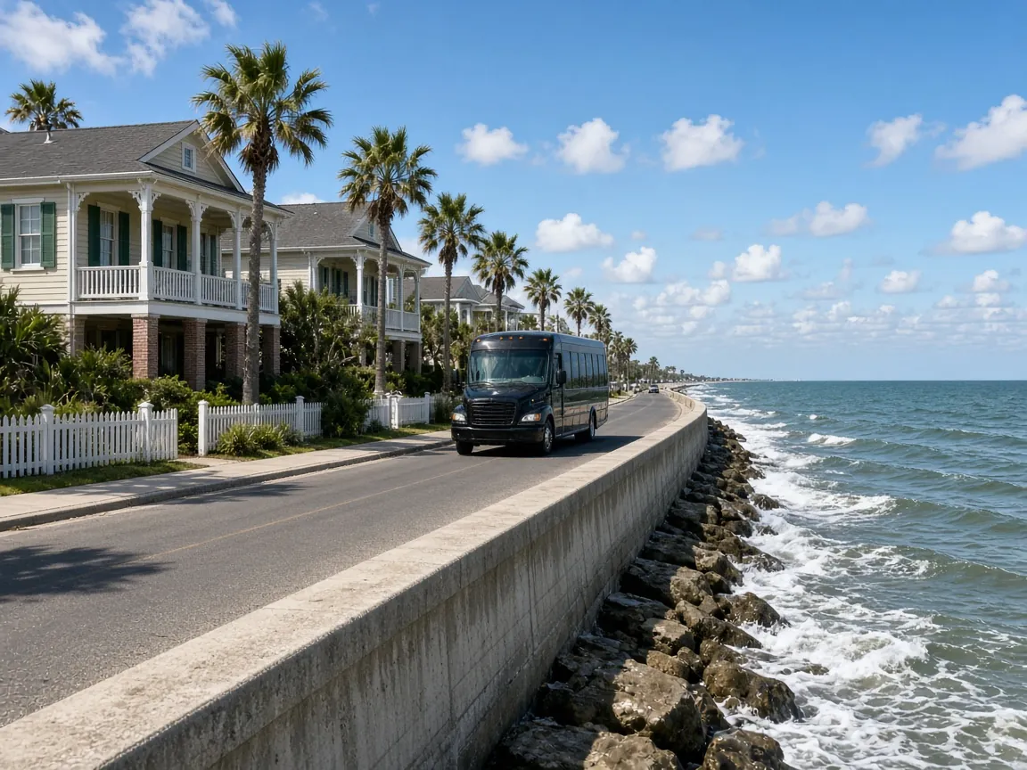Party bus planning for Galveston, Texas
