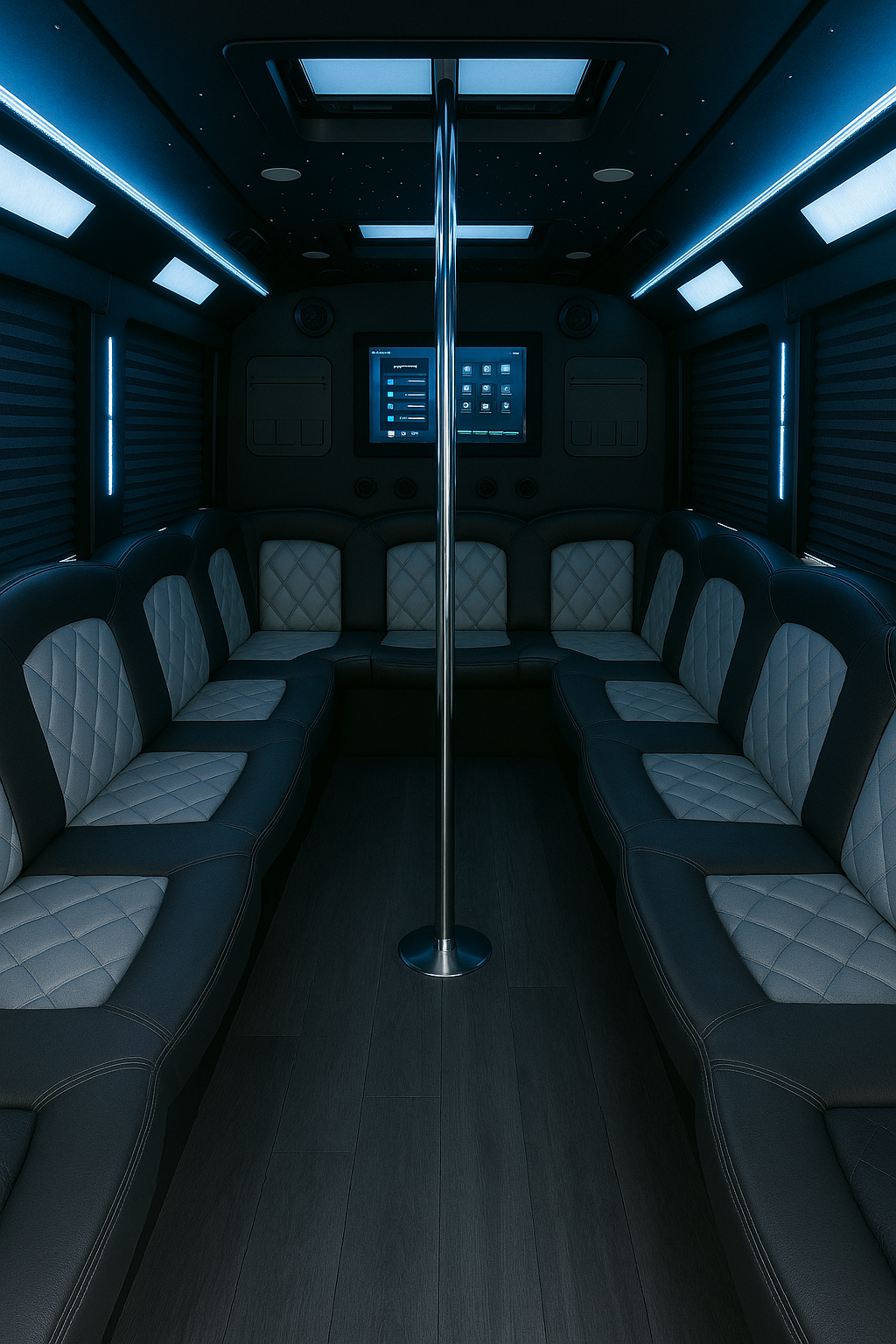 22 Passenger Party Bus interior view