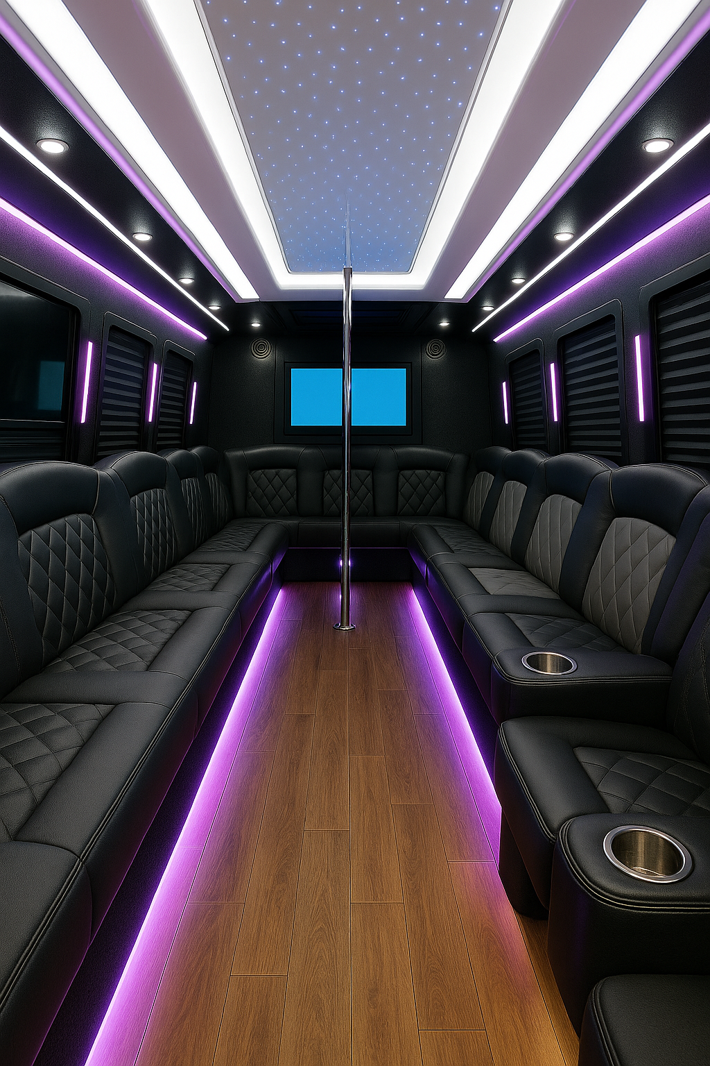 28 Passenger Party Bus interior view
