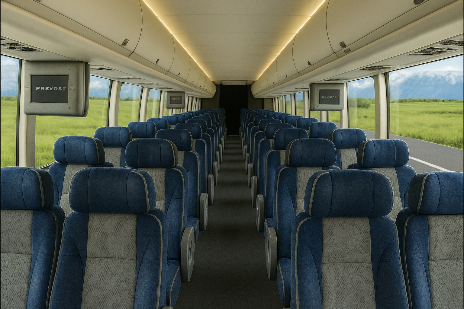 50 Passenger Coach Bus interior view