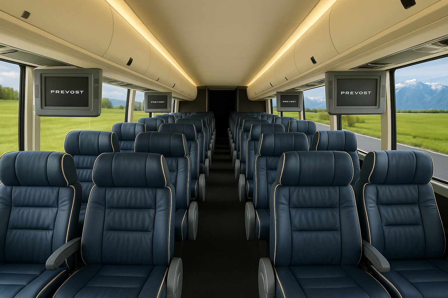 52 Passenger Coach Bus interior view